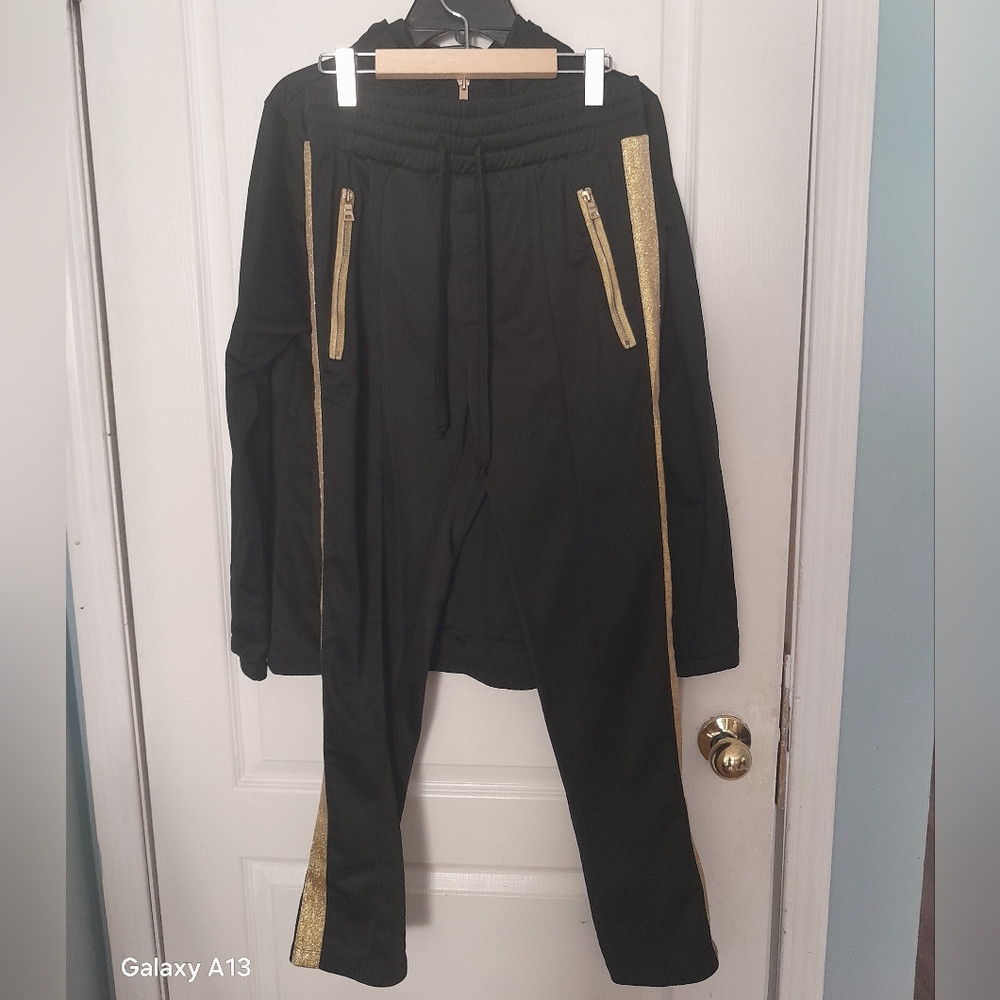 F21 Black and Gold Mens Track Suit